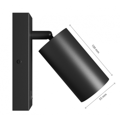 SQUALLA VARIOSA SWITCH GU10 KINKIET 230V IP20 55x100MM CZARNY OKRĄGŁA (SLIP006022)
